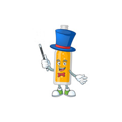 Talented bottle of beer Magician cartoon mascot design style