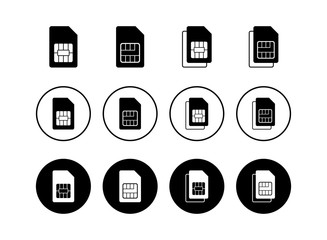 Set of Sim card icons  vector. Mobile slot icon. Mobile cellular phone sim card chip. Dual sim