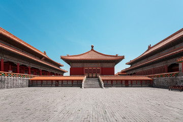 Forbidden city in Beijing China. Chinese traditional symbols.