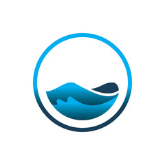 circle blue water ocean logo design