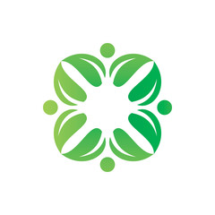 full color  green tile nature leaf logo design