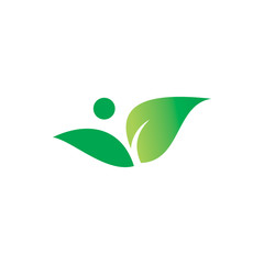 green nature leaf people healthy logo design