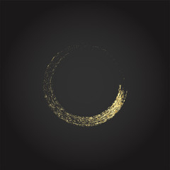 Abstract black luxury background with circle grunge brush stroke in gold color