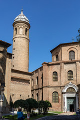 Fototapeta premium Famous Basilica di San Vitale, one of the most important examples of early Christian Byzantine art in western Europe, in Ravenna, region of Emilia-Romagna, Italy
