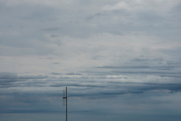 Obraz premium Antenna and background of rain storm cloud, Dark clouds.