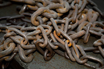 Fototapeta premium Stack of rusty Old chain
