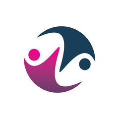 yin yang people human balance full color active healthy logo design