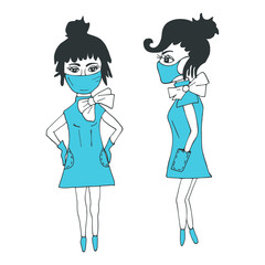 Medical workers. Masked nurse. Virus