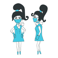 Medical workers. Masked nurse. Virus