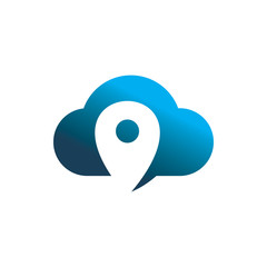 pin map cloud color logo design