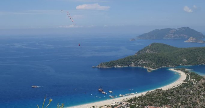 paragliding para gliding oludeniz fethiye turkey babadag blue lagoon scenery on the sea of mediterranean