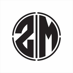 ZM Logo initial with circle line cut design template on white background
