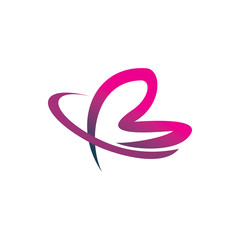 shape color art butterfly letter b logo design