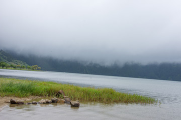 Walk on the Azores archipelago. Discovery of the island of Sao Miguel, Azores.sete citades