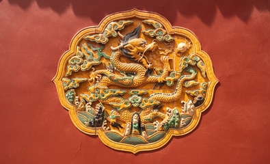 Chinese traditional sculpture pattern in the forbidden city.