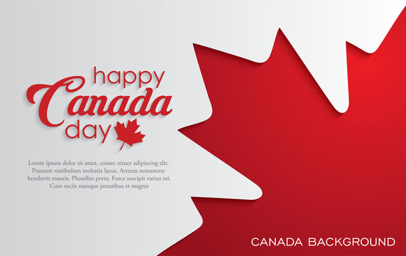 Happy Canada Day background with red maple leaf. vector illustration. paper art style