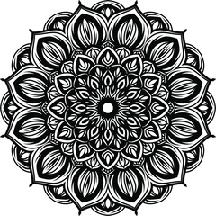 Circular pattern mandala art decoration elements for meditation poster, adult coloring book page, tattoo, henna, mehndi
