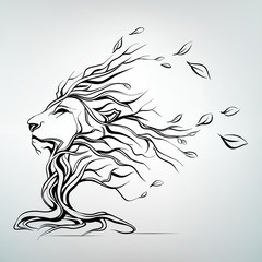 The head of a lion in the form of a tree © nutriaaa