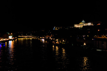 Fototapeta na wymiar Night view on the Presidential Palace in Tbilisi, Georgia
