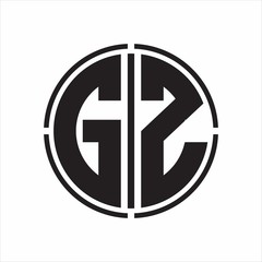 GZ Logo initial with circle line cut design template on white background