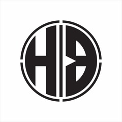 HB Logo initial with circle line cut design template on white background