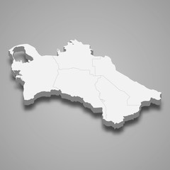 turkmenistan 3d map with borders Template for your design