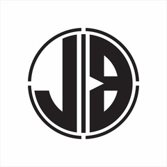 JB Logo initial with circle line cut design template on white background
