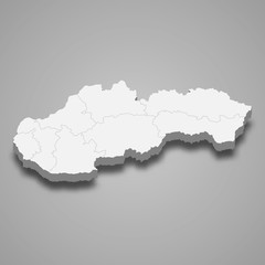 Slovakia 3d map with borders Template for your design