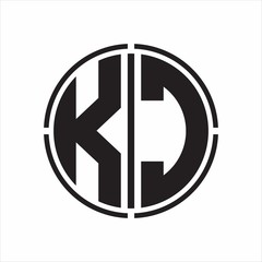 KC Logo initial with circle line cut design template on white background