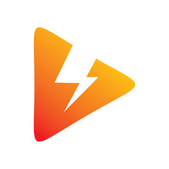 triangle play media speed lightning energy power logo design