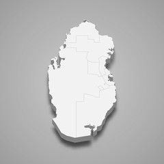 Qatar 3d map with borders Template for your design