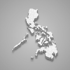 philippines 3d map with borders Template for your design