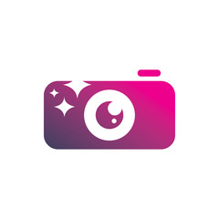 modern full color photography camera lens star logo design