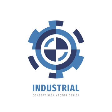Industrial gear logo template design. Business factory logo sign. Cogwheel logo symbol. SEO icon logo. Vector illustration. 