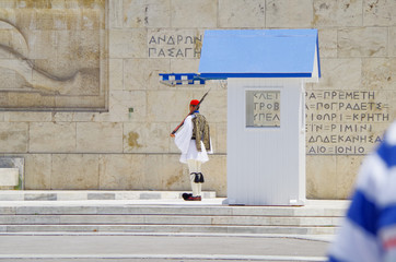 Evzoni guard at Palace in Athens, Greece