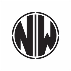 NW Logo initial with circle line cut design template on white background