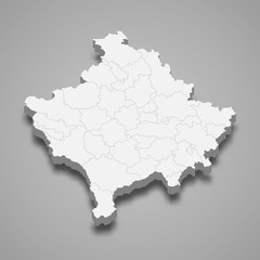 Kosovo 3d map with borders Template for your design