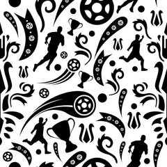 Black and white Football Soccer Pattern Background vector illustration