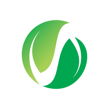 green nature leaf balance yin yang logo design