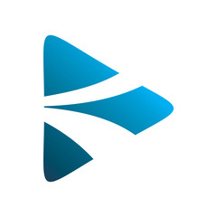 modern blue full color triangle play media logo design