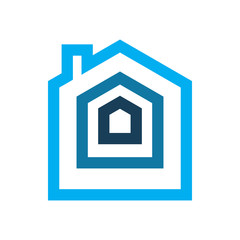full color line blue real estate housing logo design