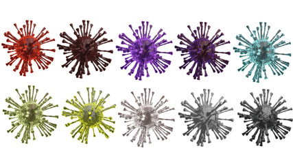 10 Collection Virus isolated , 3d rendered