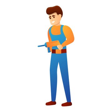 Repairman electric drill icon. Cartoon of repairman electric drill vector icon for web design isolated on white background