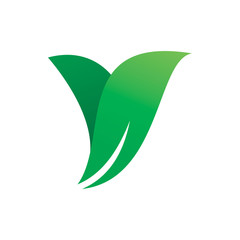 green nature leaf healthy active letter y logo design - obrazy, fototapety, plakaty