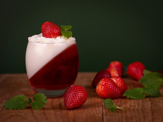 strawberry panna cotta with mint