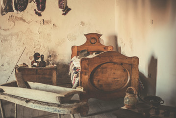 Fototapeta na wymiar old vintage bed