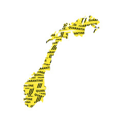 Obraz premium Norway Quarantine Yellow Tape country of Europe, European map illustration, vector isolated on white background