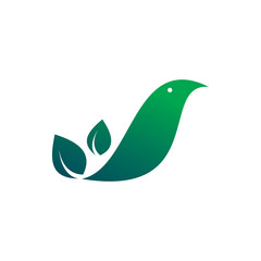 green nature leaf bird logo design