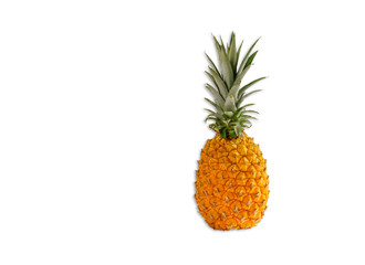 Pineapple with leaves and sliced isolated on white background.