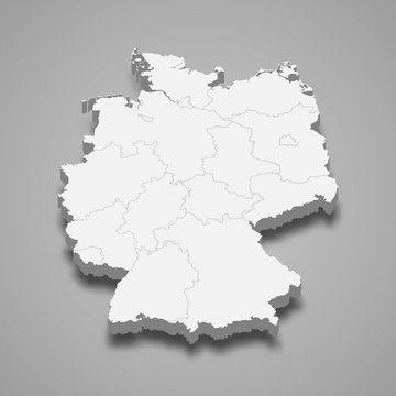 Germany 3d map with borders Template for your design